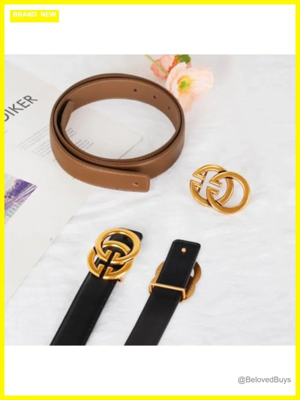 Women's Classic Metal Buckle Faux Leather Waist Belt for Jeans or Dress